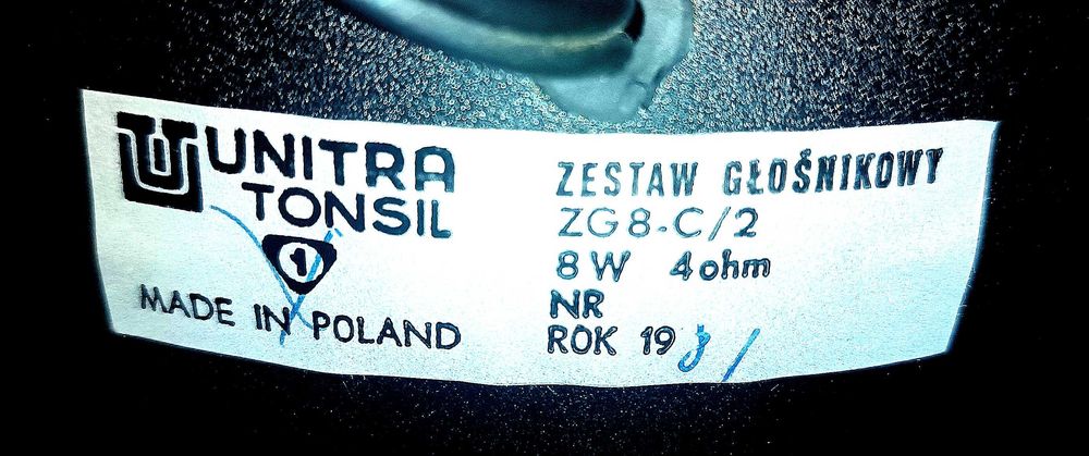 Głośniki Unitra Tonsil ZG8-C/2 wraz z okablowaniem Made In Poland 1981