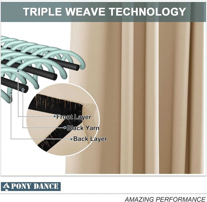 Zasłony zaciemniające Tarasowe kółka 243x132 - BEŻOWE-Pony Dance-2 SZT