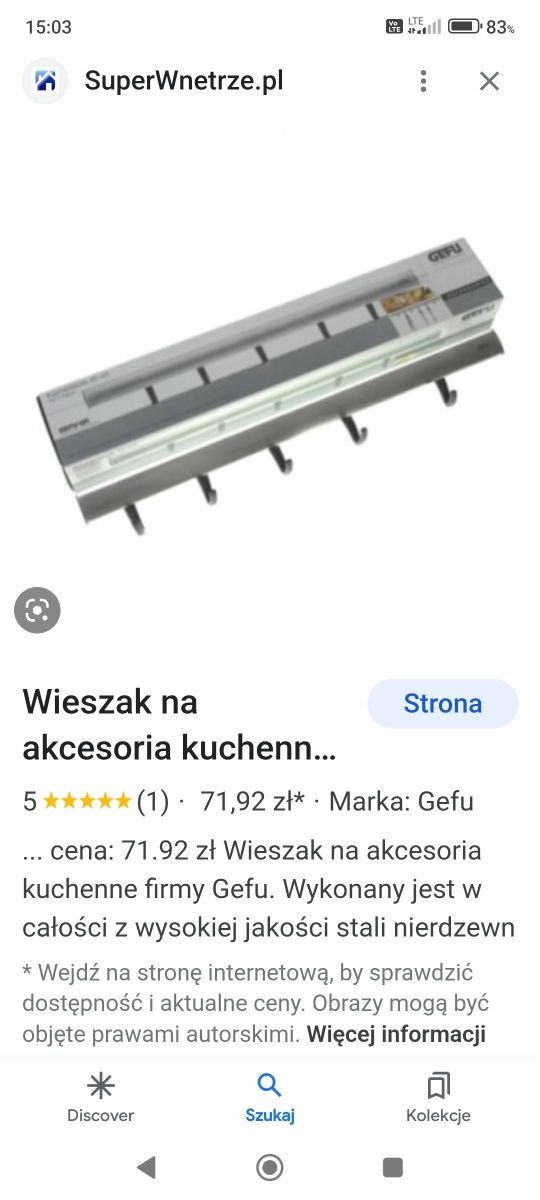 Wieszak na akcesoria kuchenne Gefu