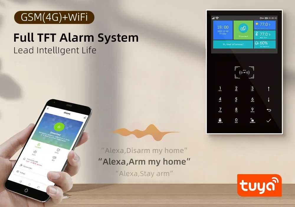 Alarme Tuya Casa GSM/WiFi Sem Fios Câmara Android/iOS PT (NOVO)