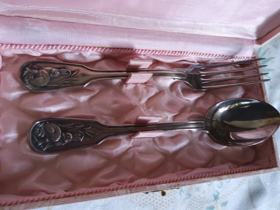 Sztućce dziecięce posrebrzane