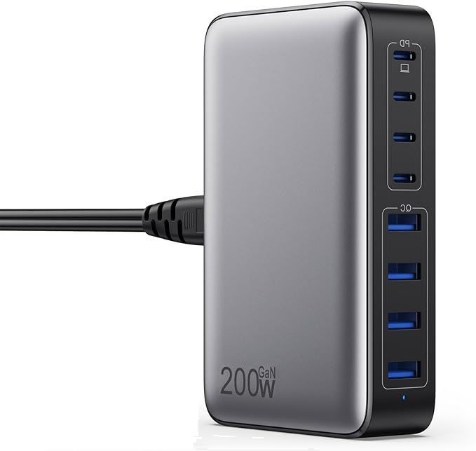Ładowarka Usb-C 200W Gan Iii 8-Portowa – Szybkie Ładowanie Pd