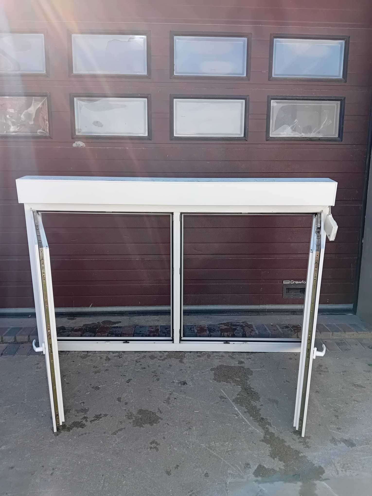 Okno dwuskrzydłowe z roletą zewnętrzną 219x138 pcv DOWÓZ CAŁY KRAJ