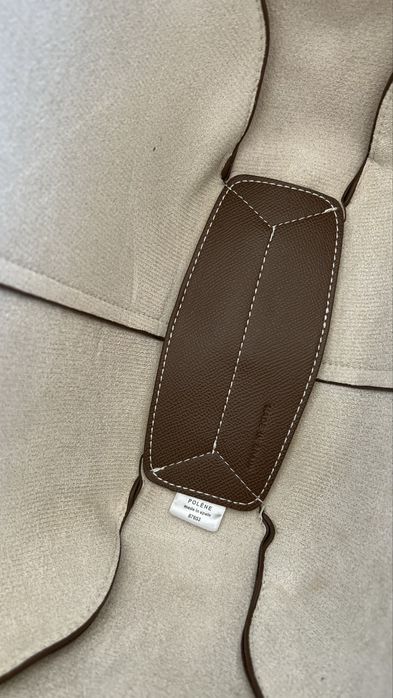 Сумка шопер POLENE Cyme mini коричневая, черная, натуральна шкіра