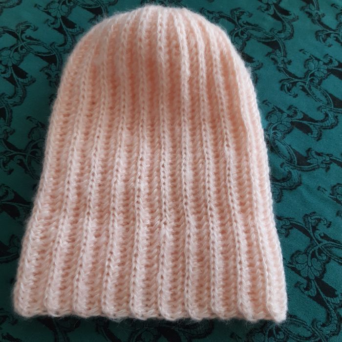 Czapka zimowa szydełkowa pudrowy róż handmade