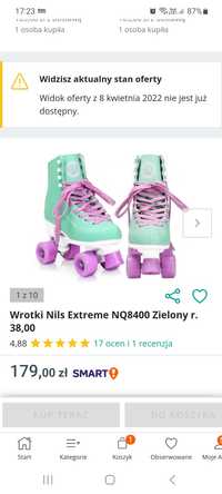 Wrotki Nils Extreme NQ8400 Zielony r. 38
4,88