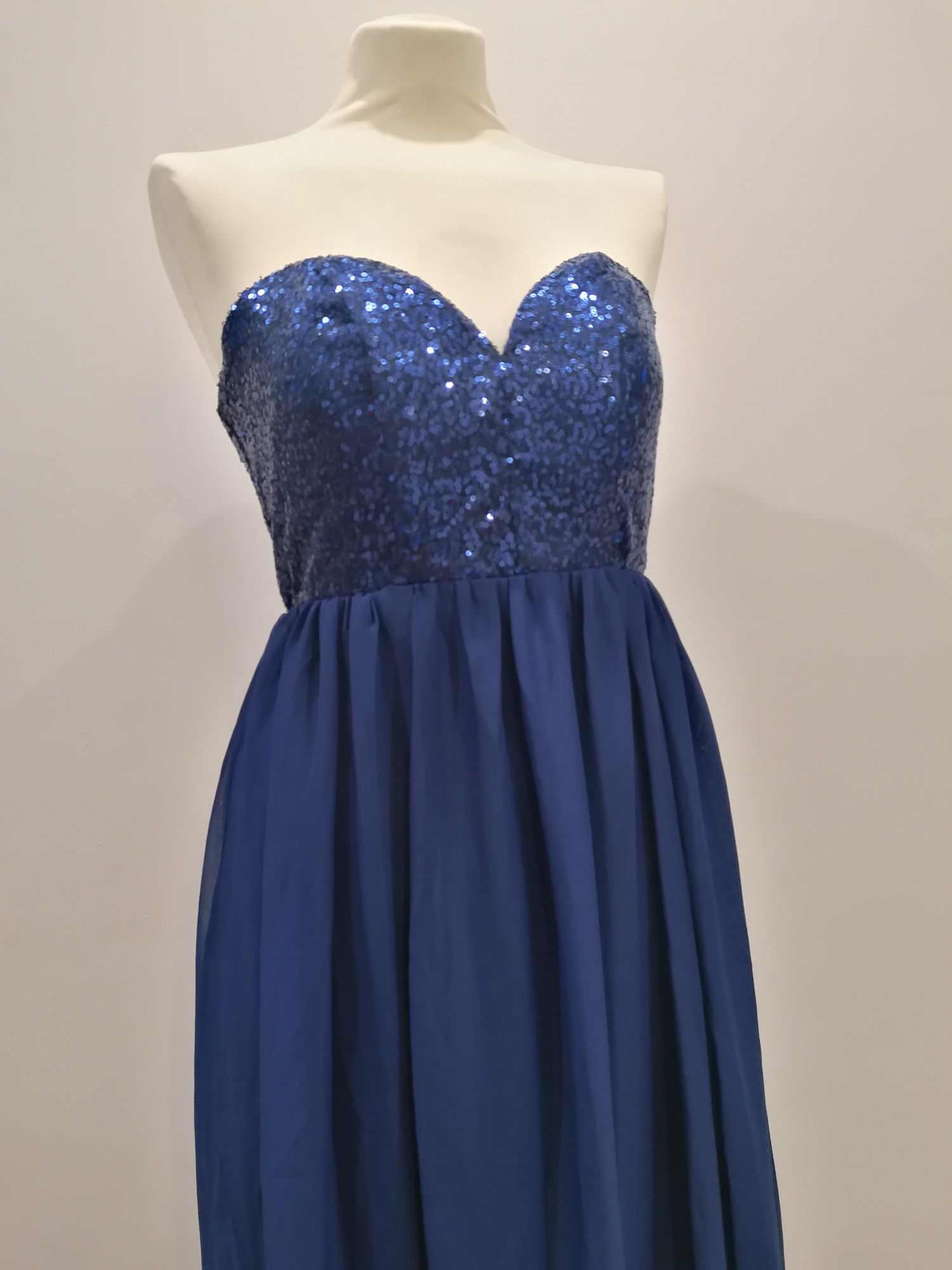 Sukienka Sylwestra studniówka  wesele cekinyciemny niebieski
