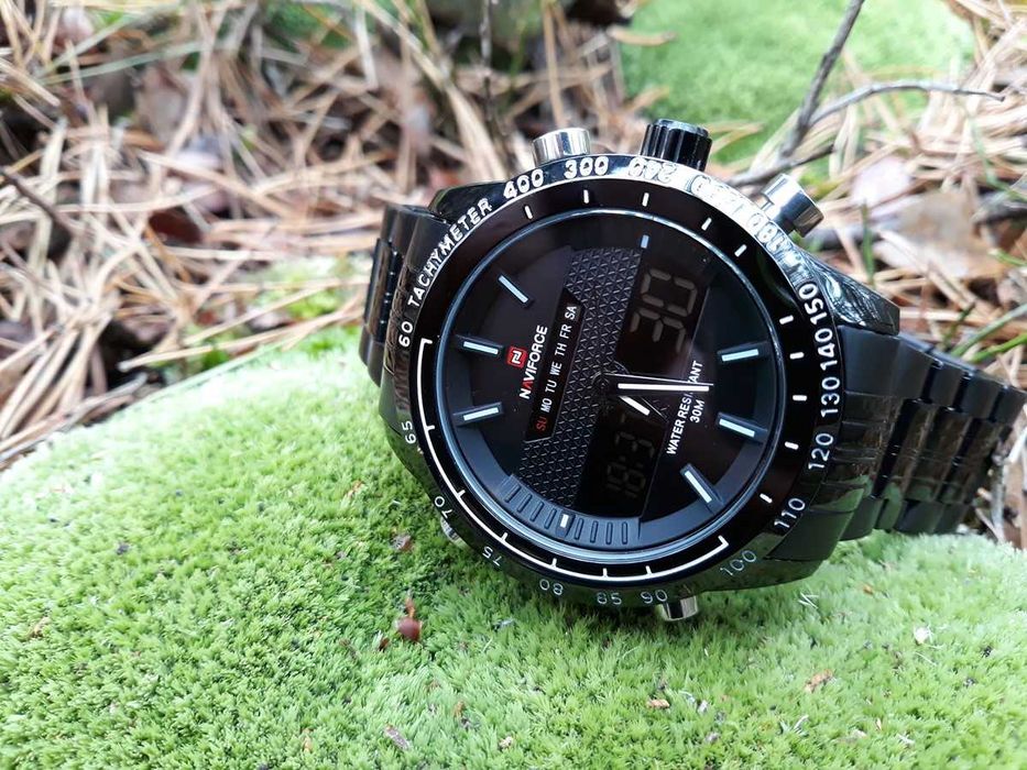 Zegarek Sportowy Naviforce na bransolecie -dual time analogowo-cyfrowy