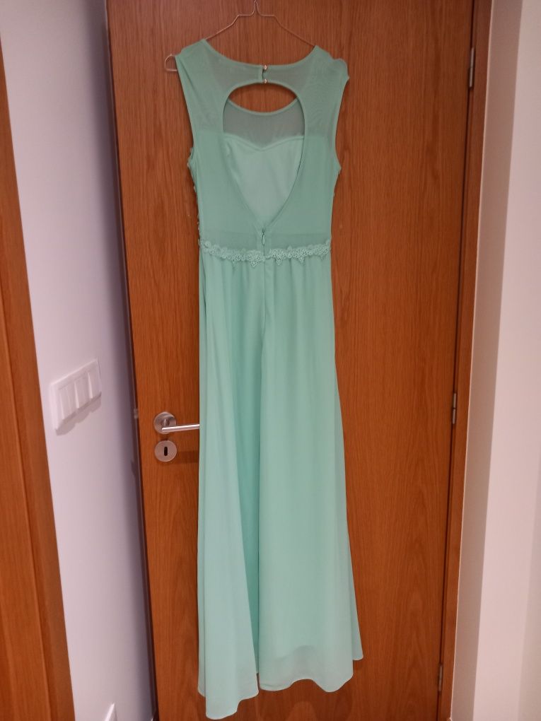 Vestido gala verde-água