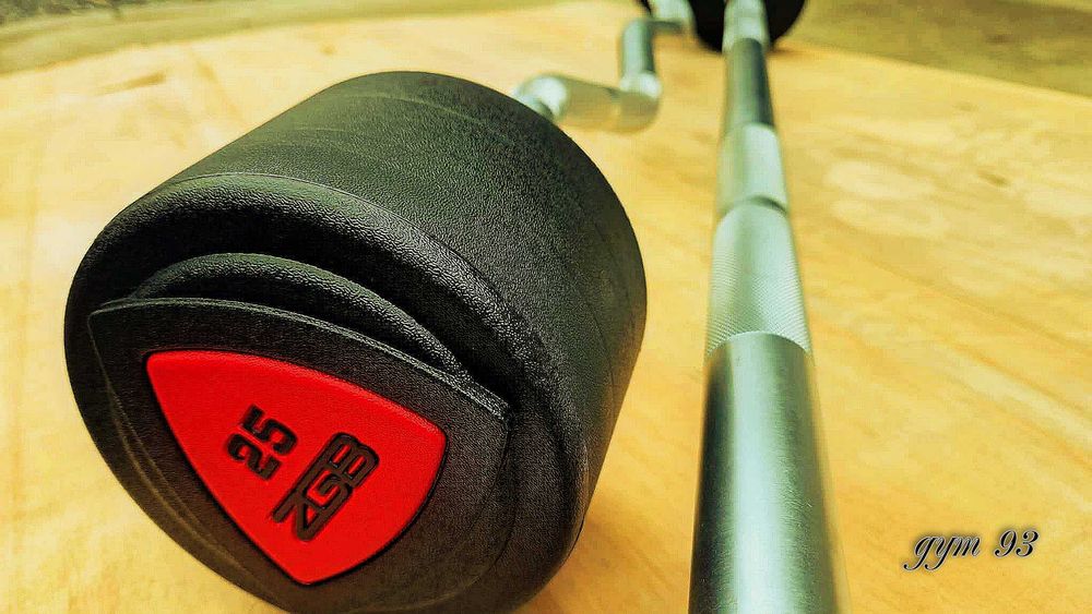 Zestaw 5 sztang PU giętych do 35 kg czerwony akcent