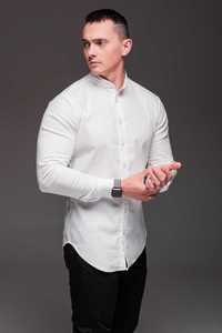 Мужская белая рубашка из льна