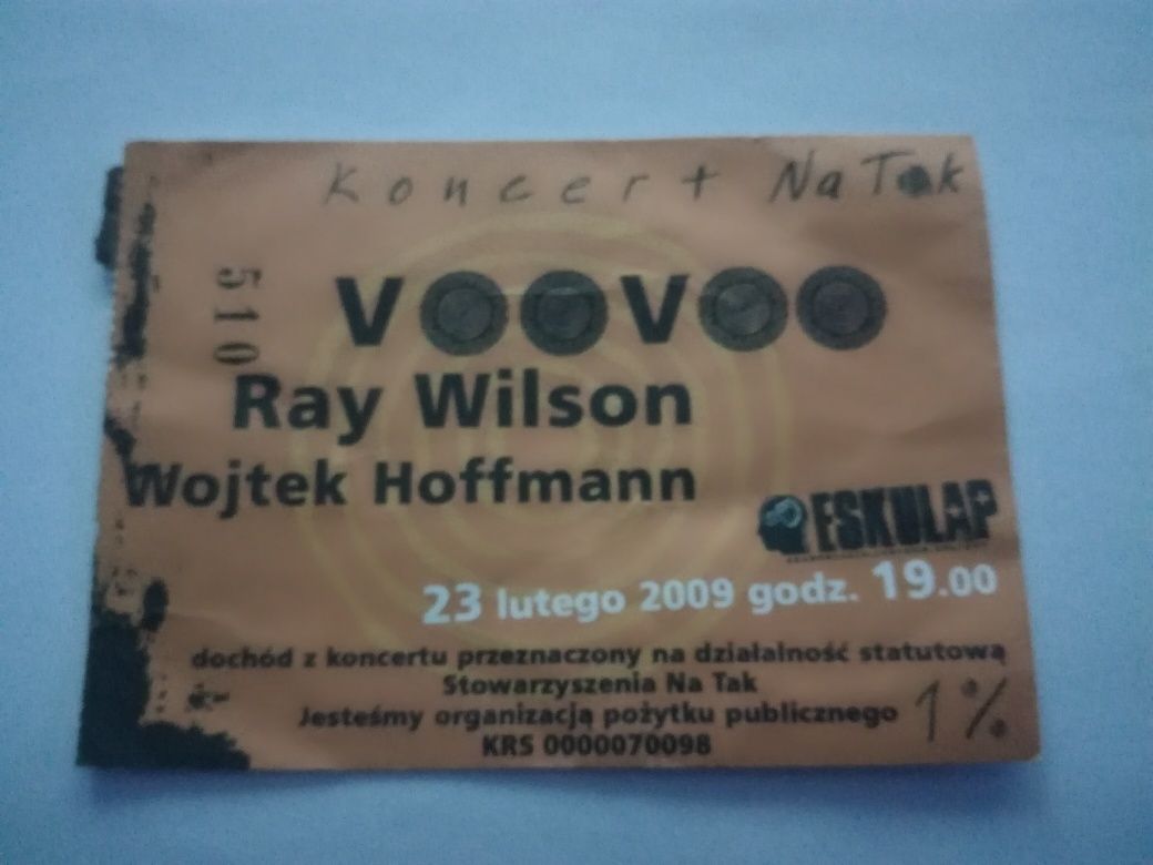VooVoo Ray Wilson 2009 bilet archiwalny koncert Wojtek Hoffmann Poznań
