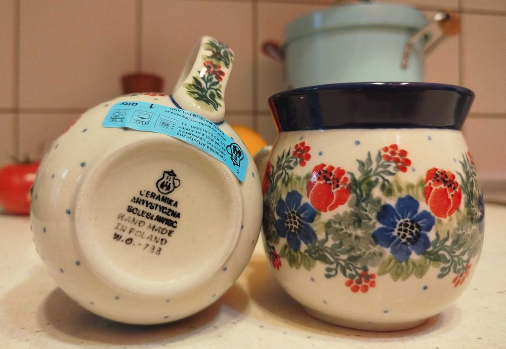 Kubek z ceramiki bolesławieckiej 200 ml śliczny kwiatowy wzór
