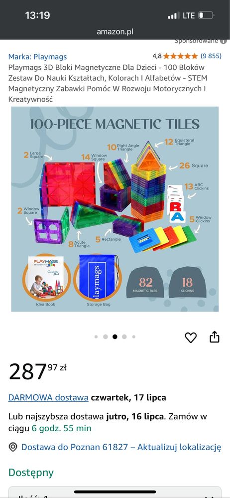Klocki magnetyczne playmags duzy komplet