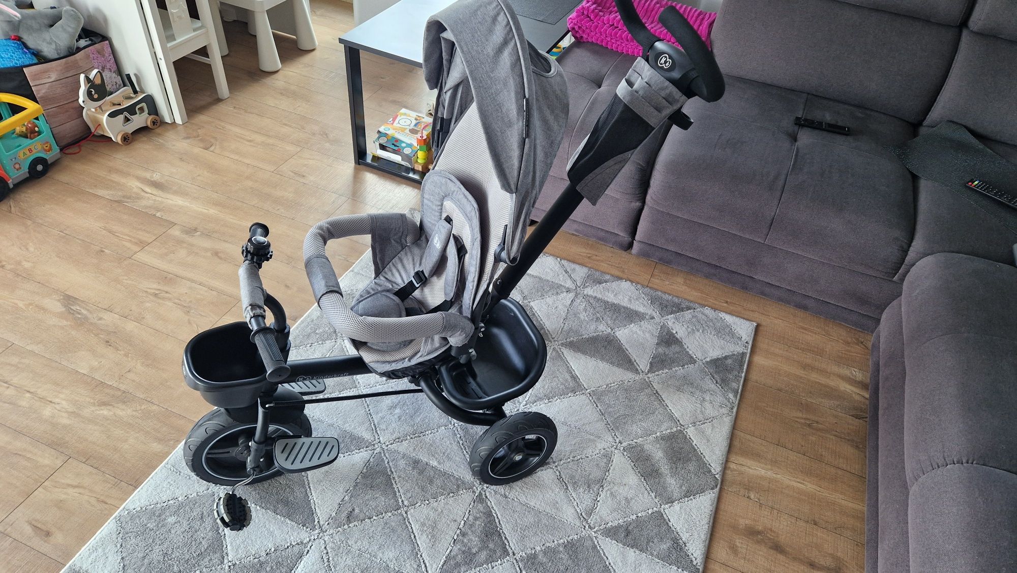 Wózek spacerowy / rowerek trójkołowy 5w1 Kinderkraft Spinstep - szary