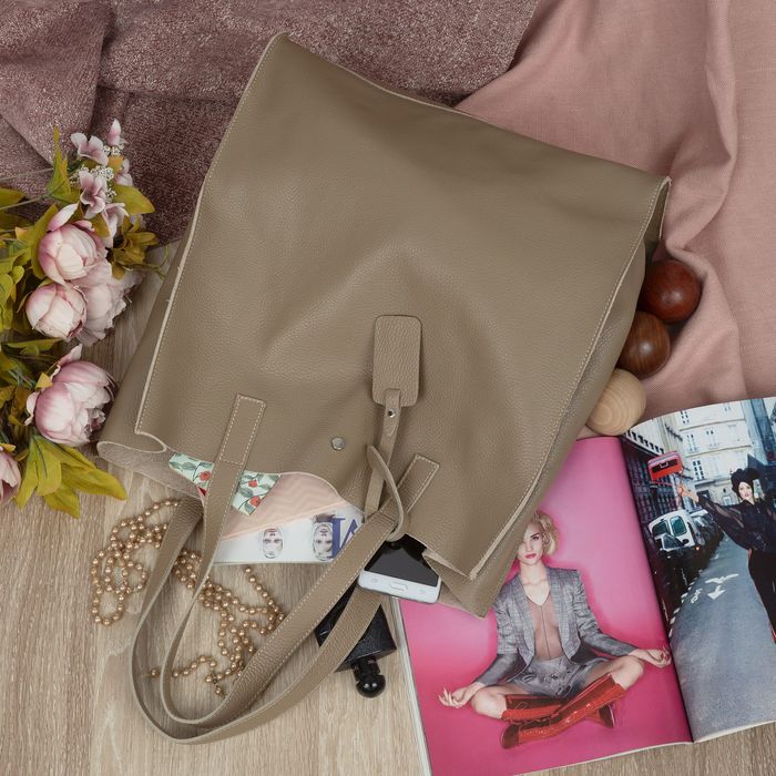 VERA PELLE torebka skórzana shopper duża z długimi rączkam V526 taupe