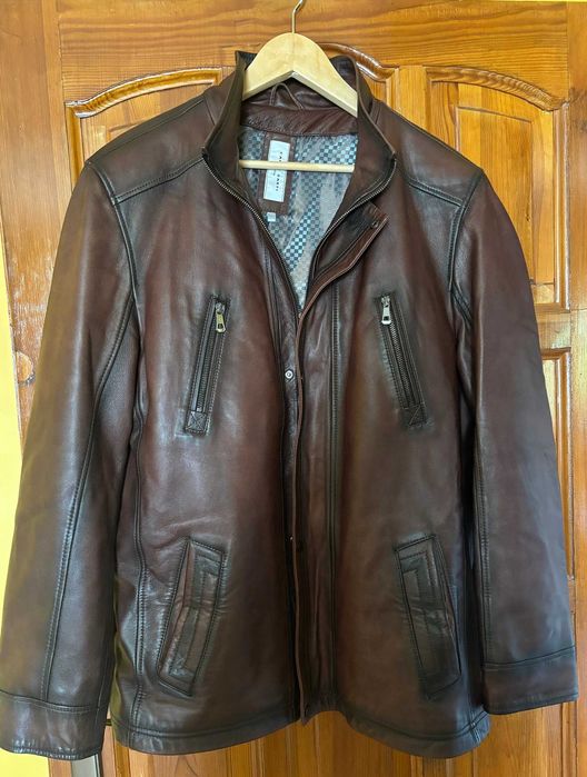 Męska kurtka ze skóry 56 Bordo Carlo Sarti