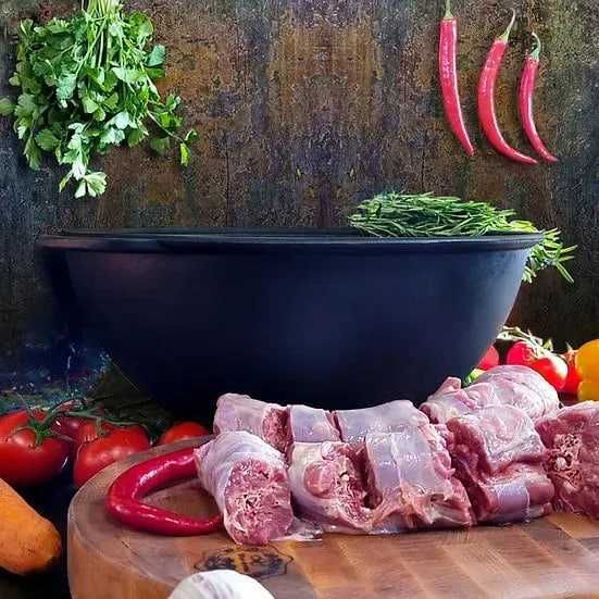 Казан чавунний узбецький 15 л із кришкою-сковородою гриль + ПОДАРУНОК