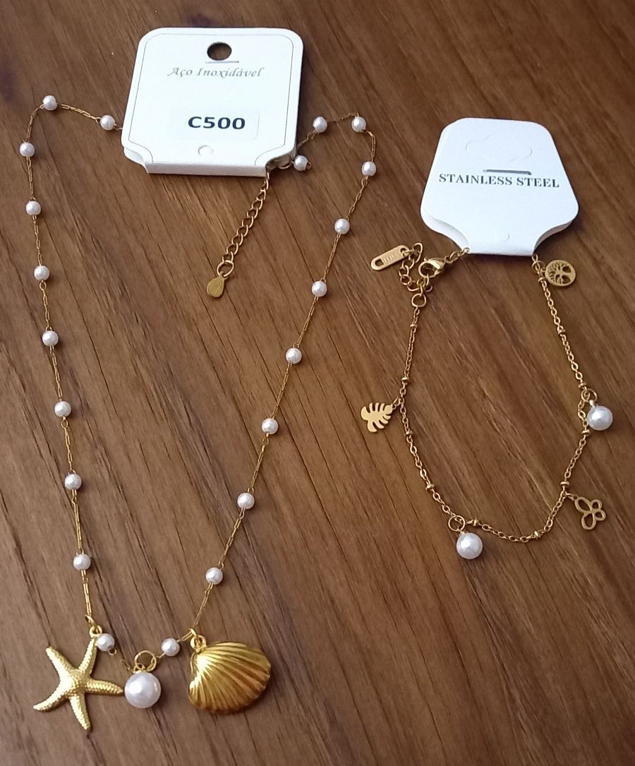 Conjunto de VERÃO - Fio em Aço + Pulseira em Aço - Novos