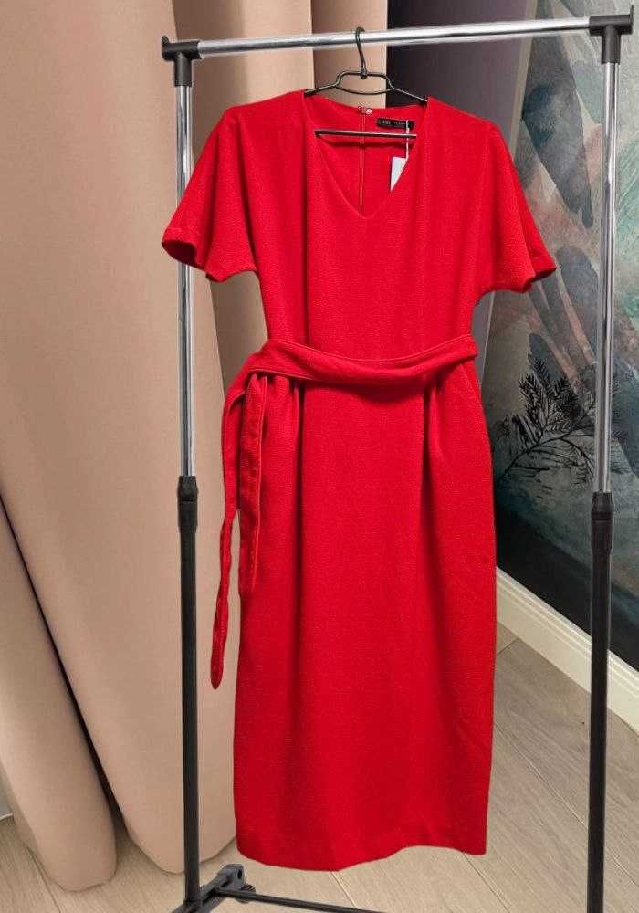 Красное платье с карманами Marks&Spencer, р. М