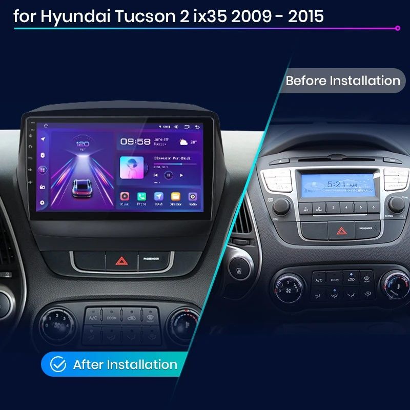 Rádio 9" Android Hyundai Tucson 2 Ix35 de 2009-15 WIFI GPS 1/32GB