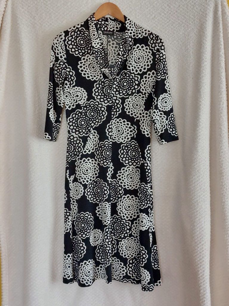 Biało-czarna sukienka. Taifun Collection. Rozmiar M
