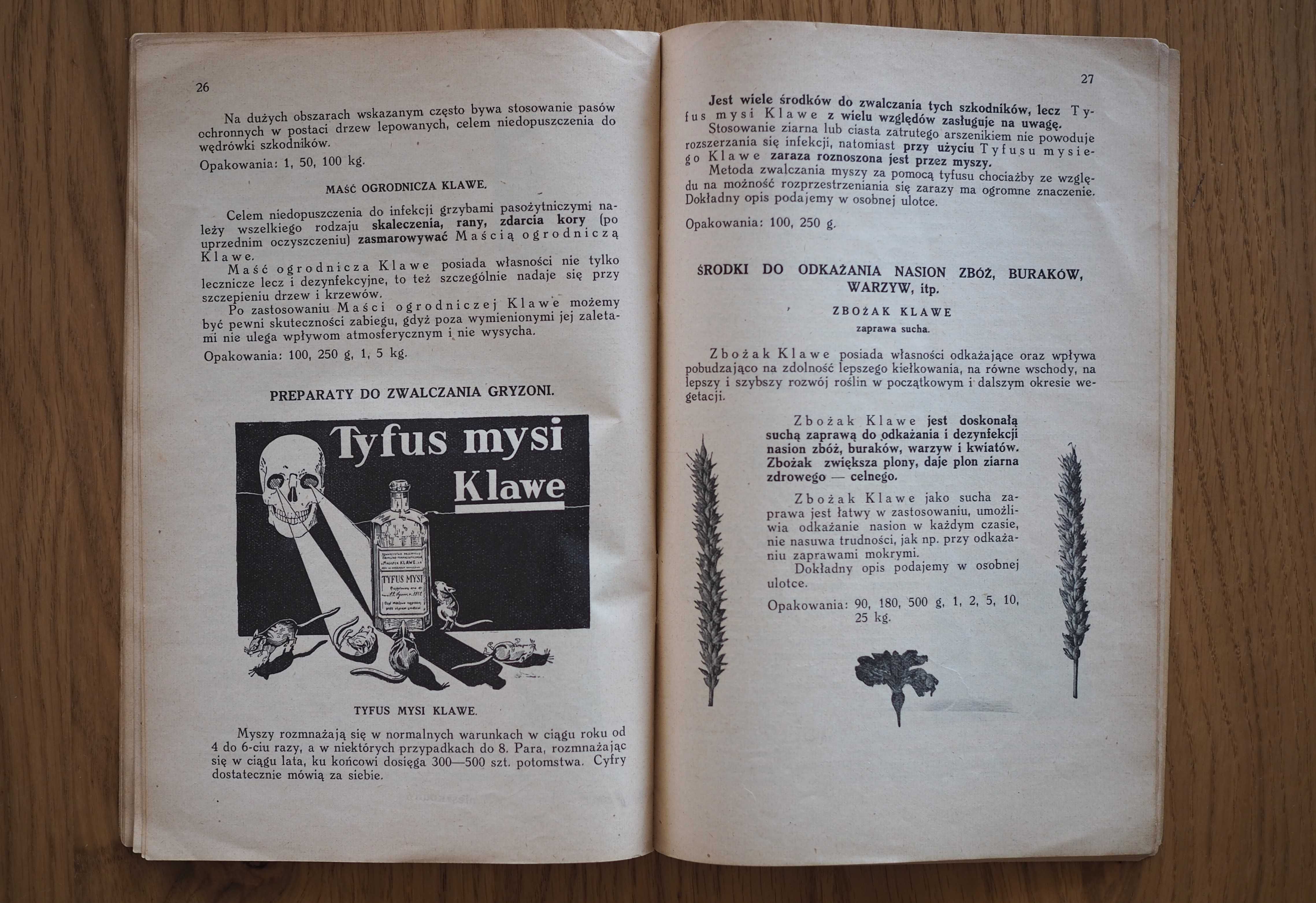 Zwalczanie chorób i szkodników roślin, stara reklama 1938r.