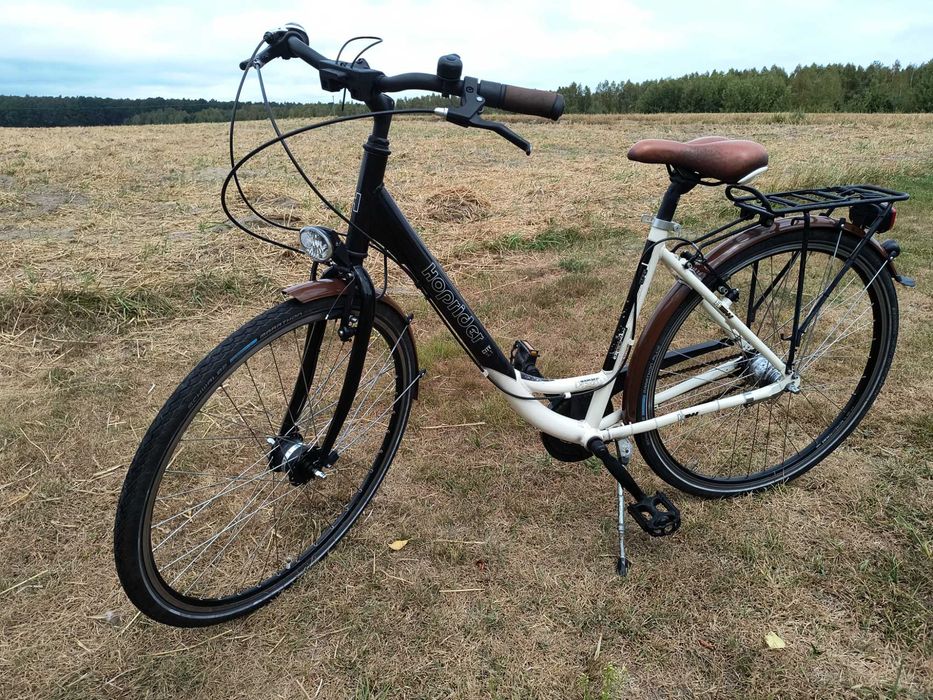 Rower damka, damski Hoprider City, koła 28 cali, lampy LED