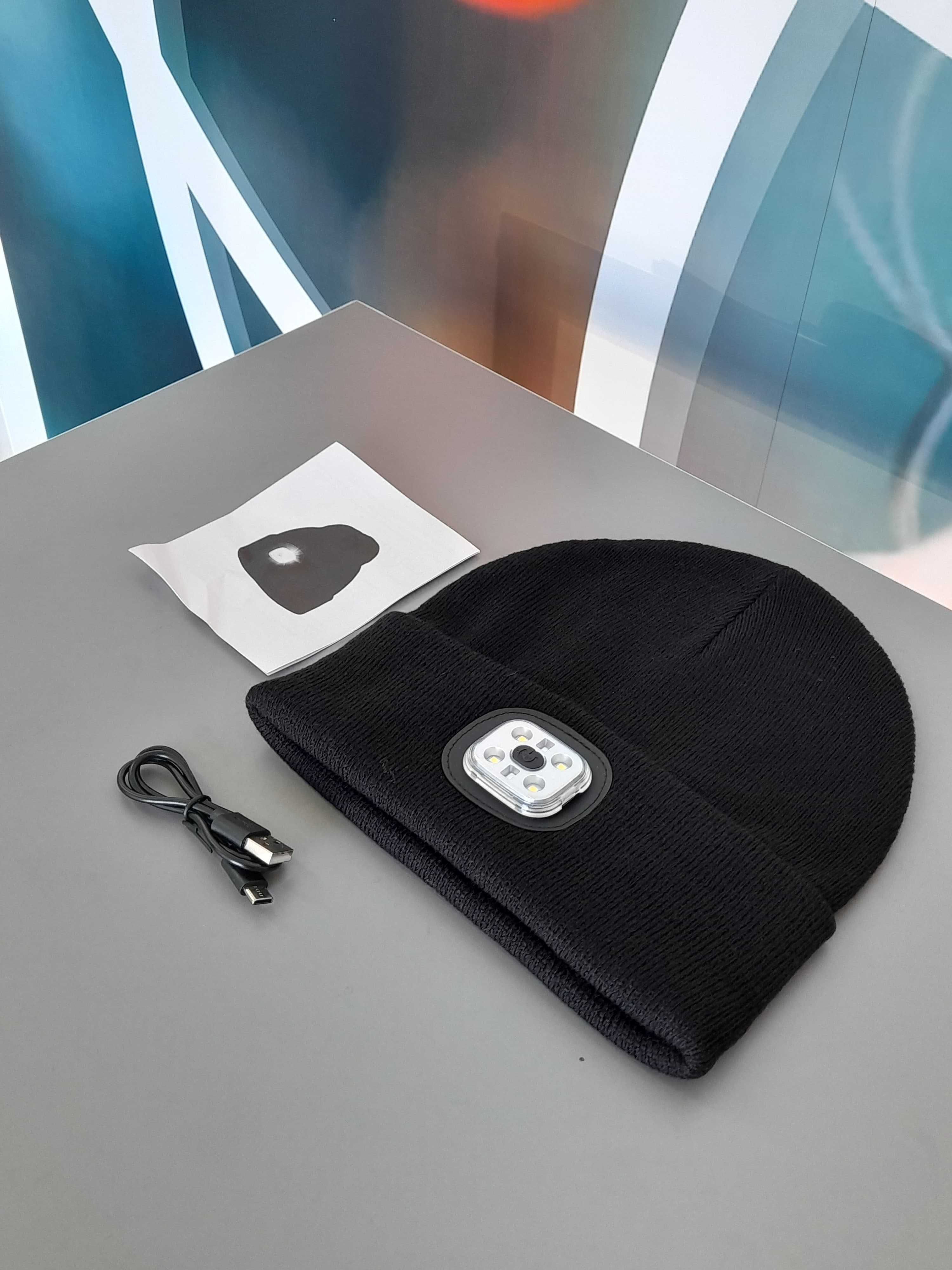 Gorro Preto com Led de Iluminação (USB)