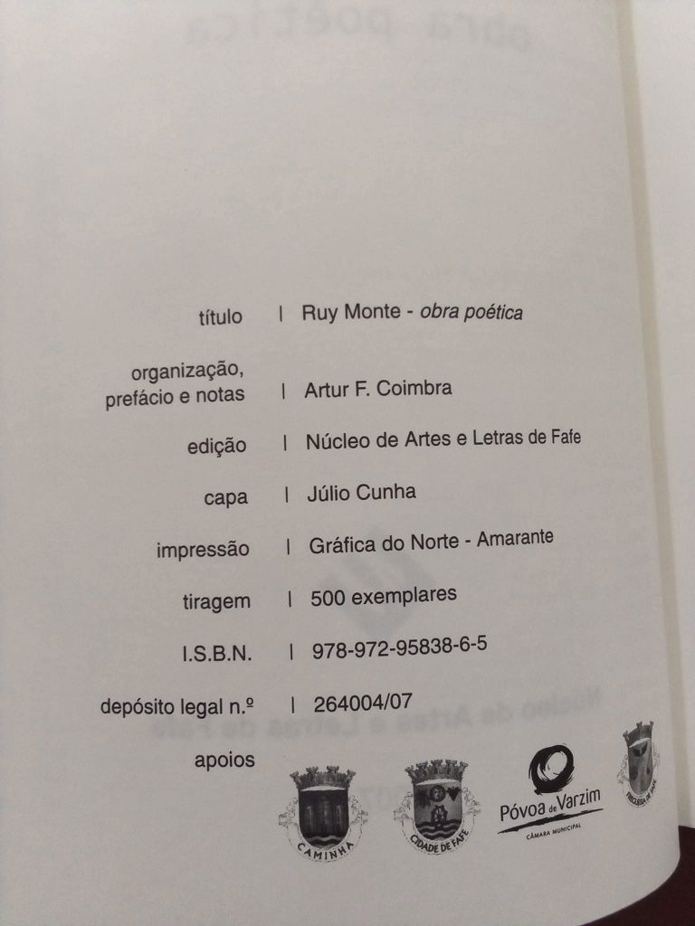 Ruy Monte - obra poética - Artur F Coimbra
