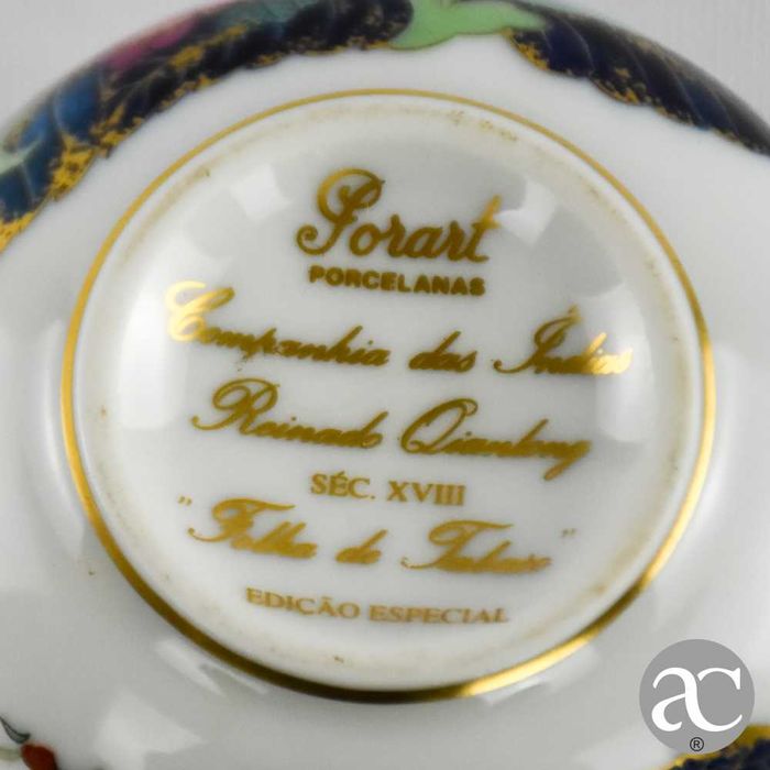 Taça em porcelana Porart, decoração “Folha de Tabaco”