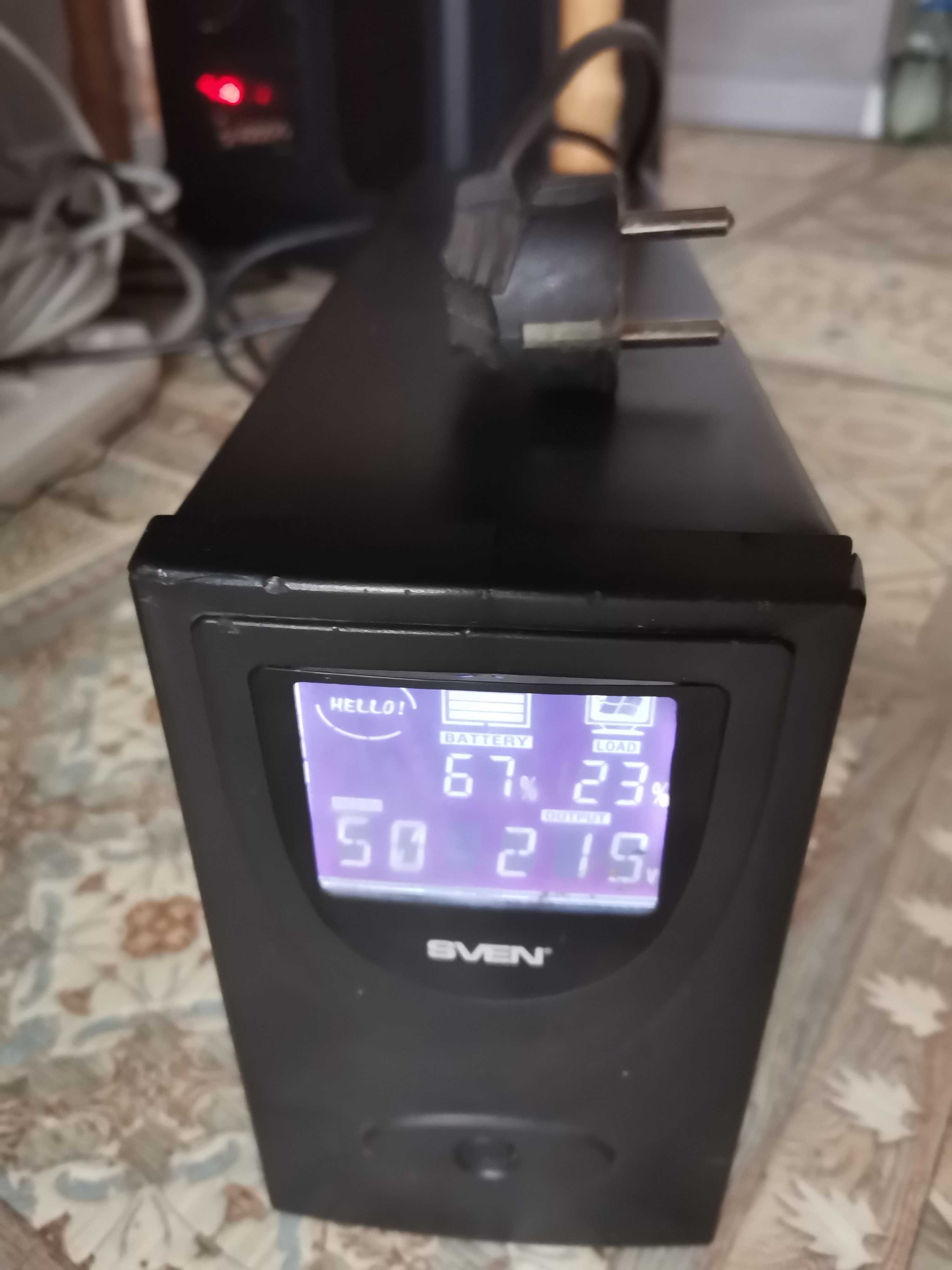 Источник (джерело) безперебійного живлення SVEN-800VA LCD+USB