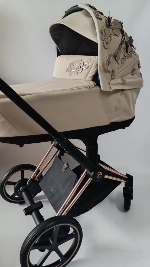 Cybex e-Priam rose gold z gondolą simply flowers beige