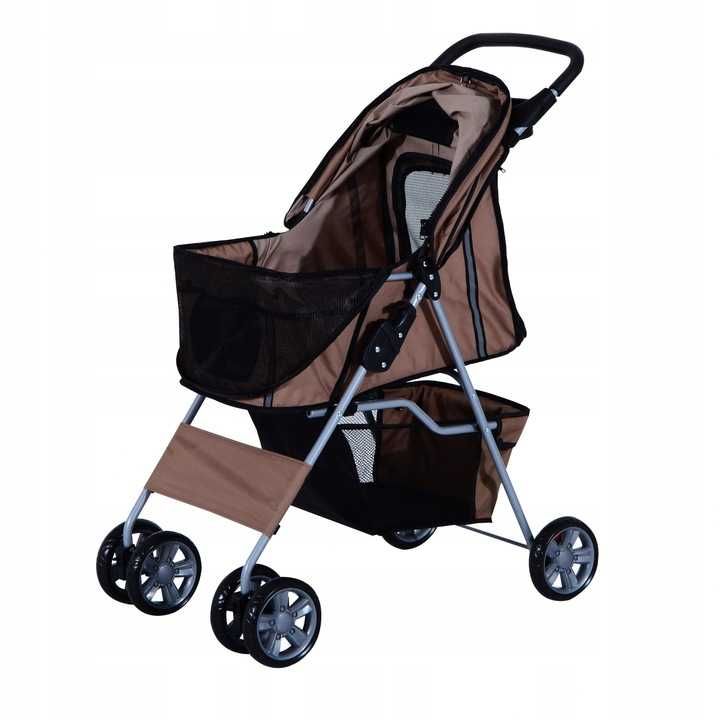 Wózek dla psa PawHut 45 cm x 97 cm brązowo-beżowy