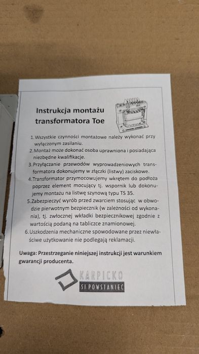 Transformator bezpieczeństwa TOe-400 230/24V