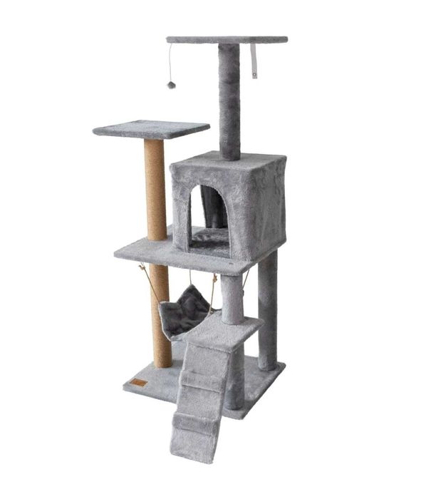 Когтеточка домик висока 125 см сіра • для кота • кігтеточка