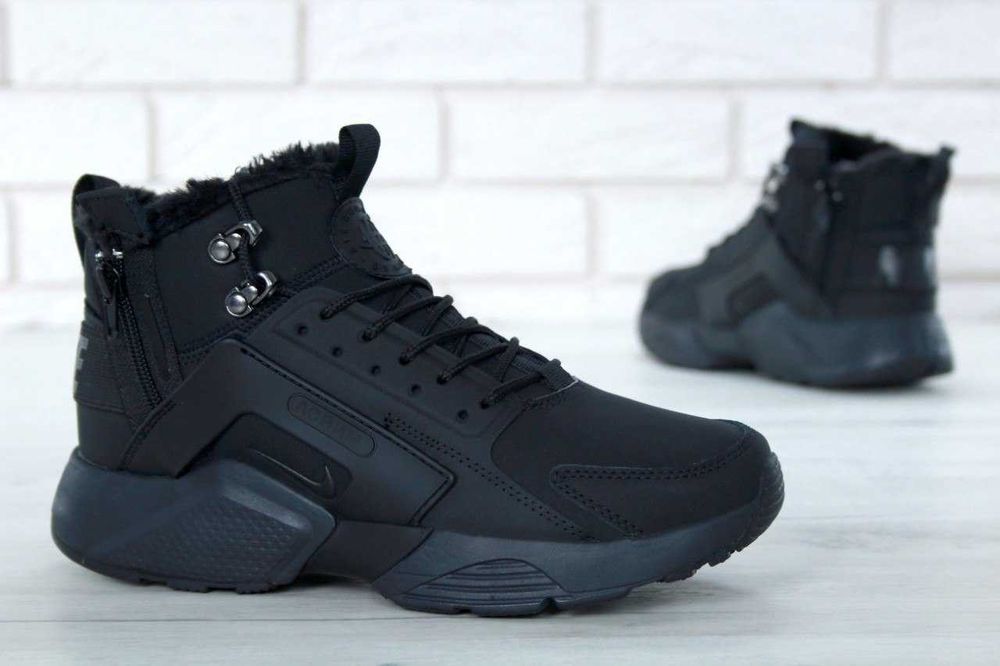 Мужские зимние кроссовки с мехом Nike Huarache Acronym "Black" 40-45