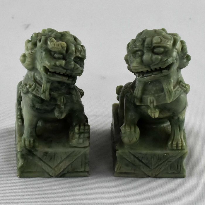 Par de cães de Foo em padra de sabão