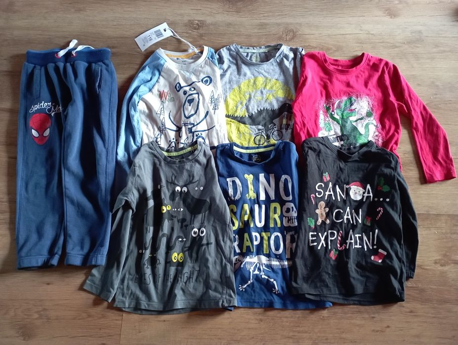 Bluzki z długim rękawem, spodnie, zestaw do przedszkola,116