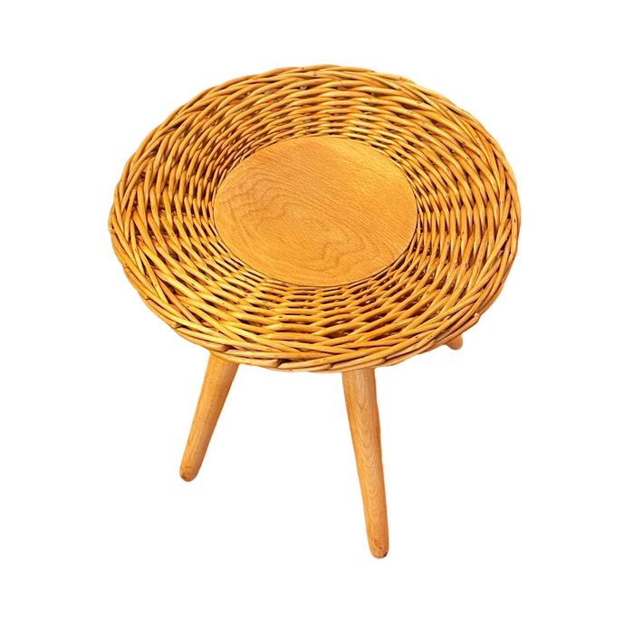 Taboret rattanowy proj. J. Kalous, Úluv, Czechosłowacja, lata 60.