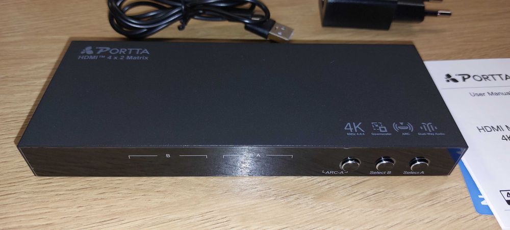 Przełącznik matrycowy Portta 4K 60Hz HDMI Matrix 4x2