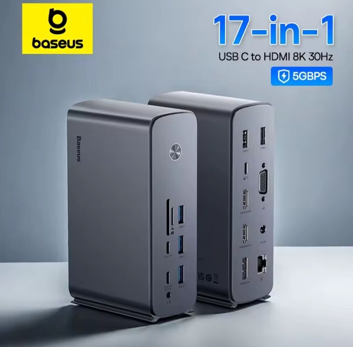 USB type-c хаб (докстанція) Baseus unionjoy 17 в 1 Pro 4 Monitors
