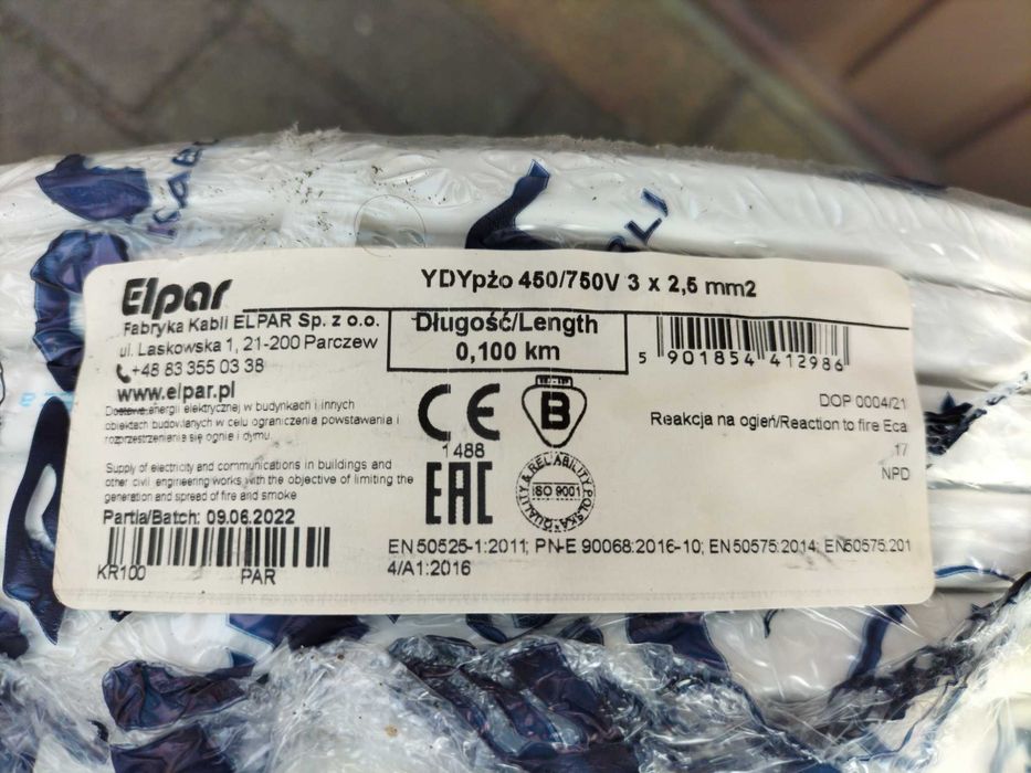 Przewód ELPAR YDYp 3x2,5 450/750V 100m