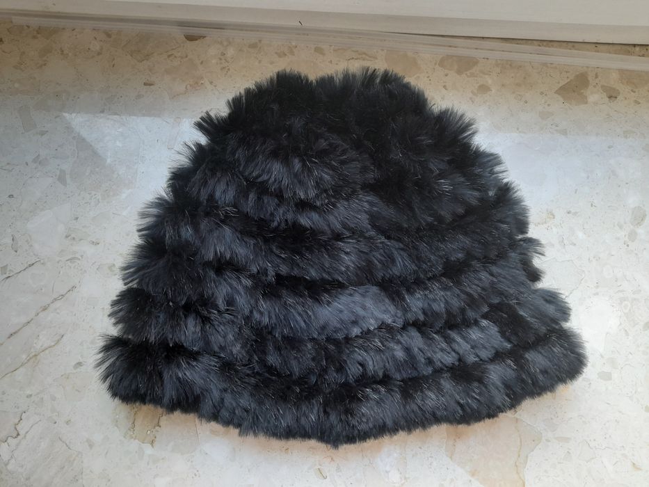 Czapka czarna futro naturalne królika house of saki zimowa jak ochnik