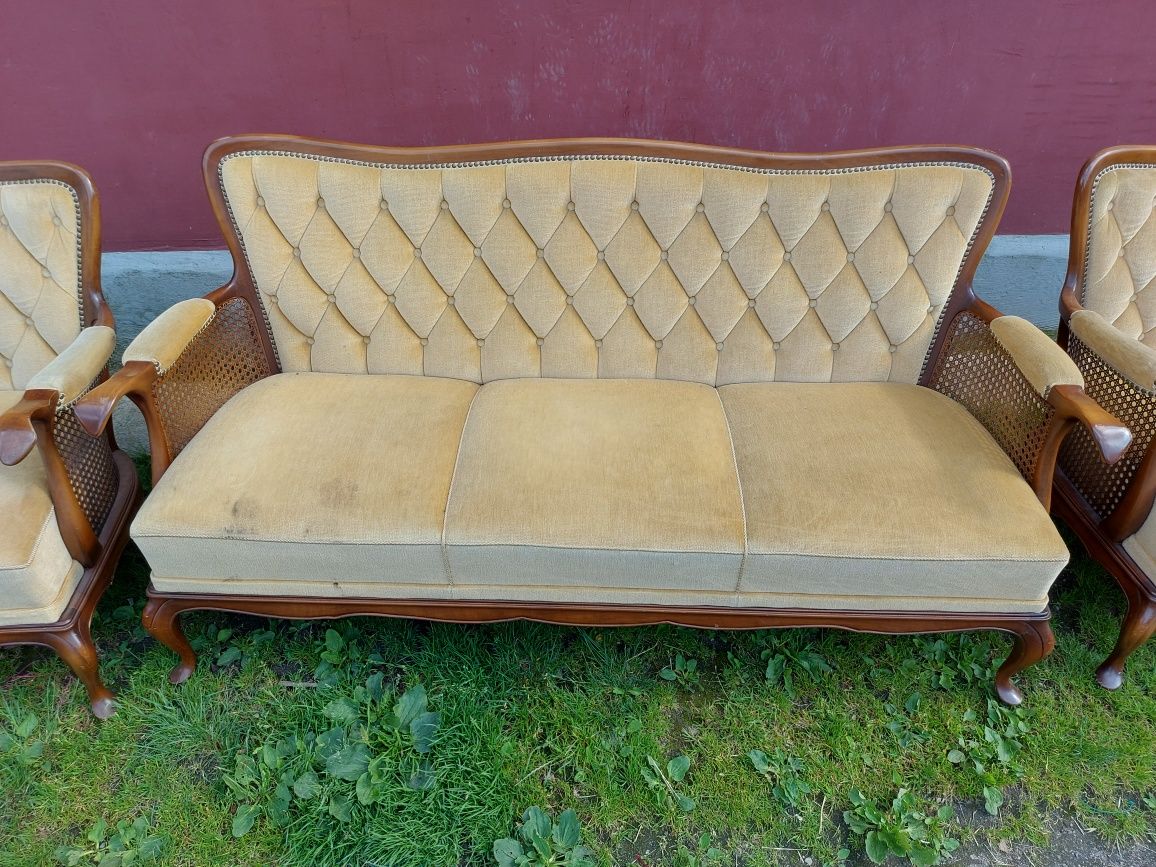 Sofa fotel komplet zestaw chippendale ludwikowski