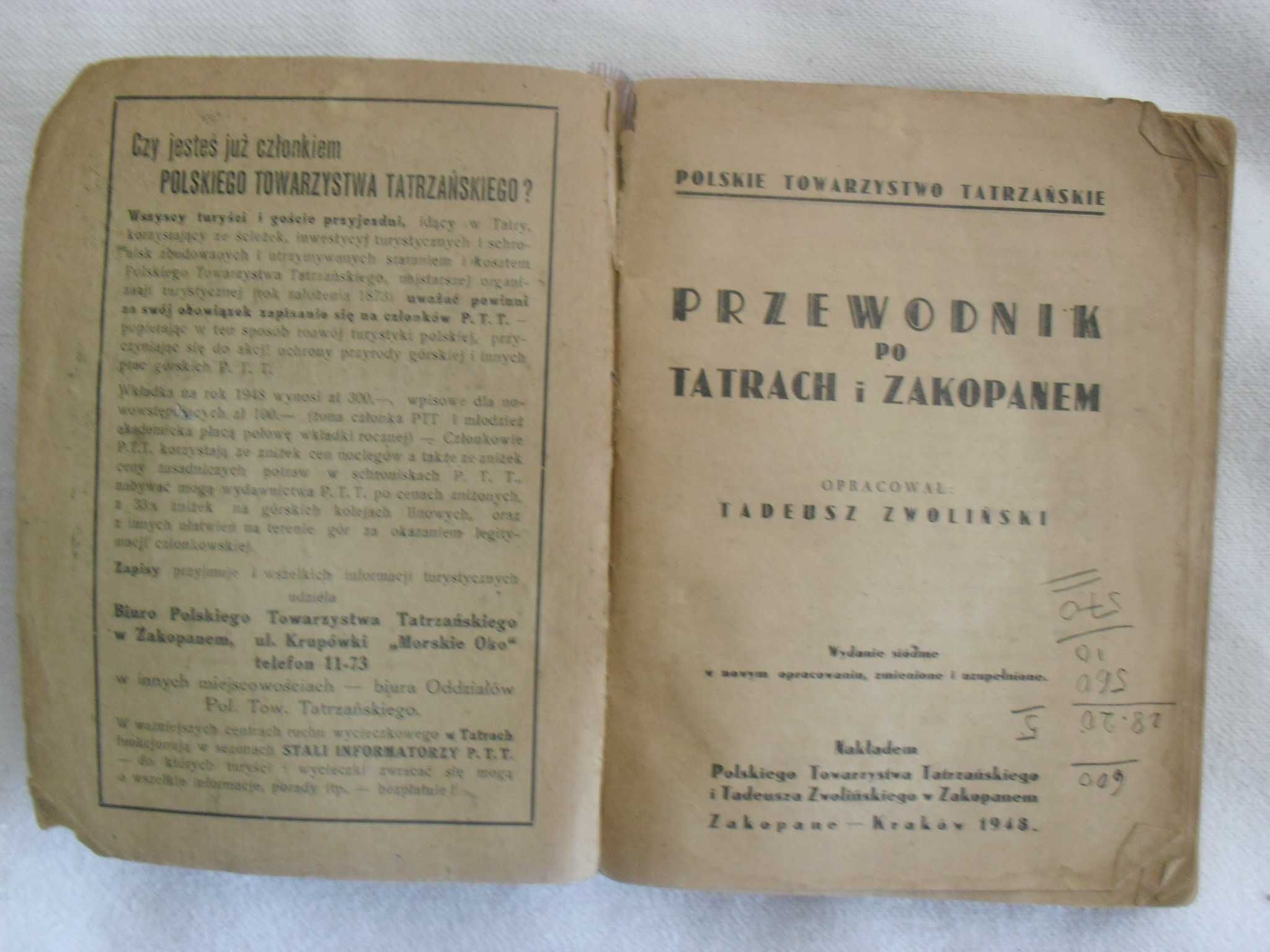 Przewodnik po tatrach i zakopanem - 1948r. - Tadeusz Zwoliński