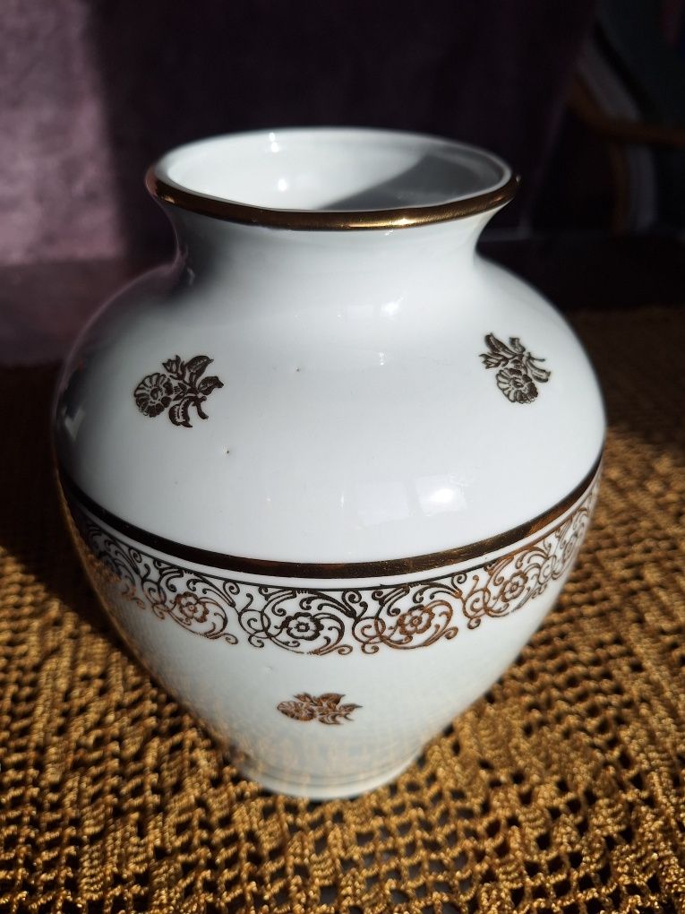 Wazon porcelanowy Chodzież duży PRL vintage złote zdobienia