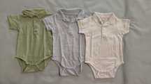 3 bodys com gola - 1-3meses