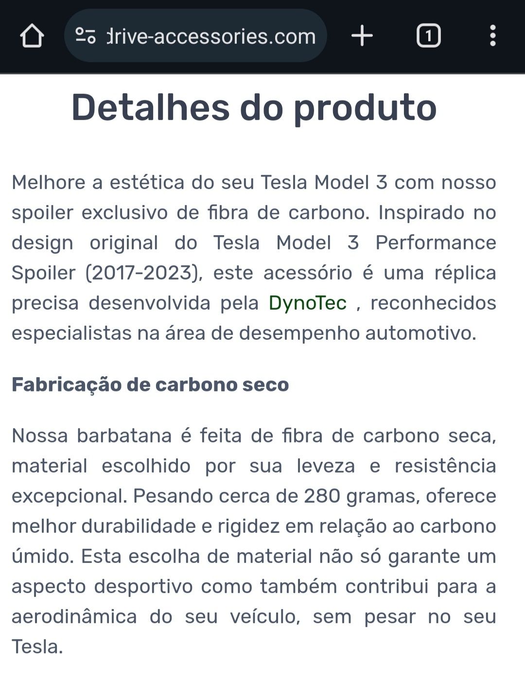 Spoiler para Tesla Model 3