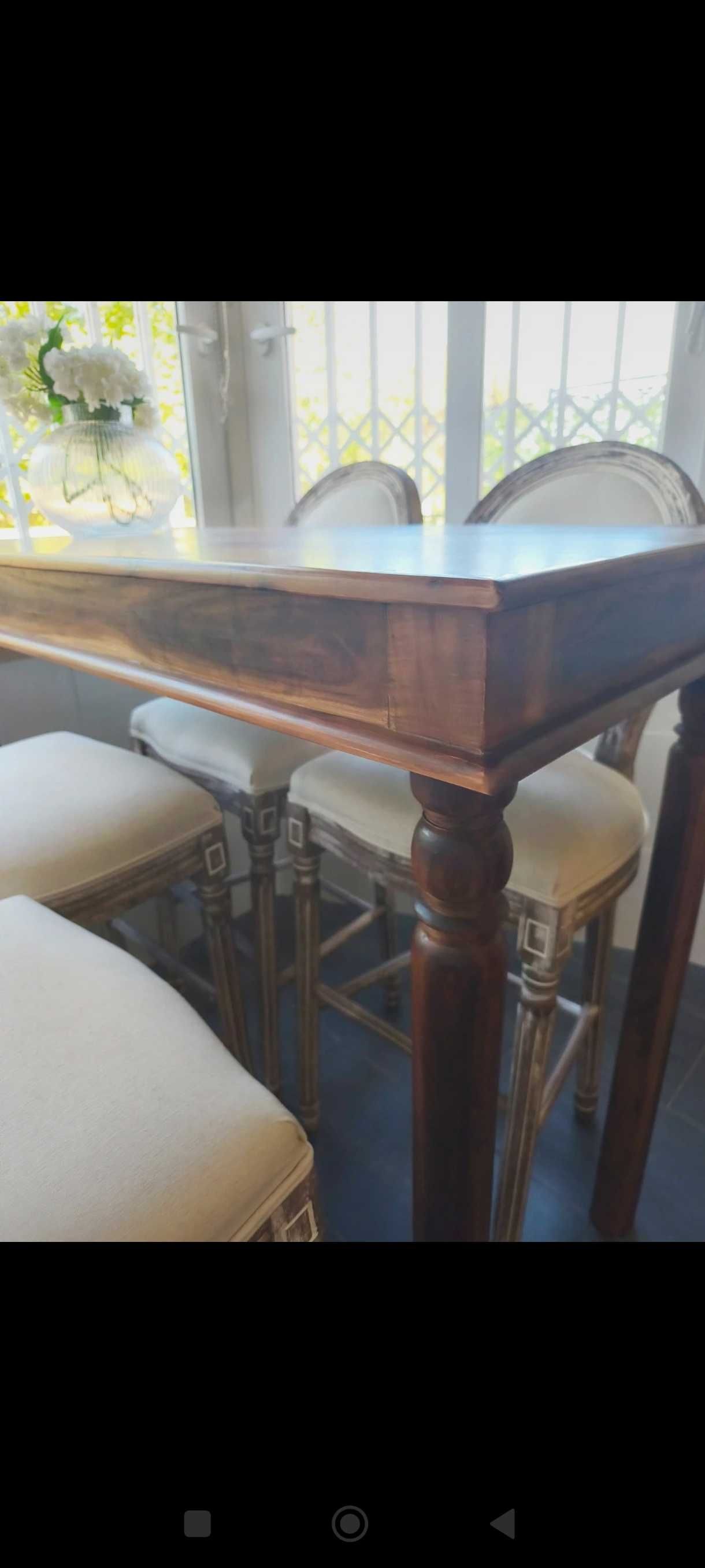 Mesa e cadeiras altas Madeira maciça